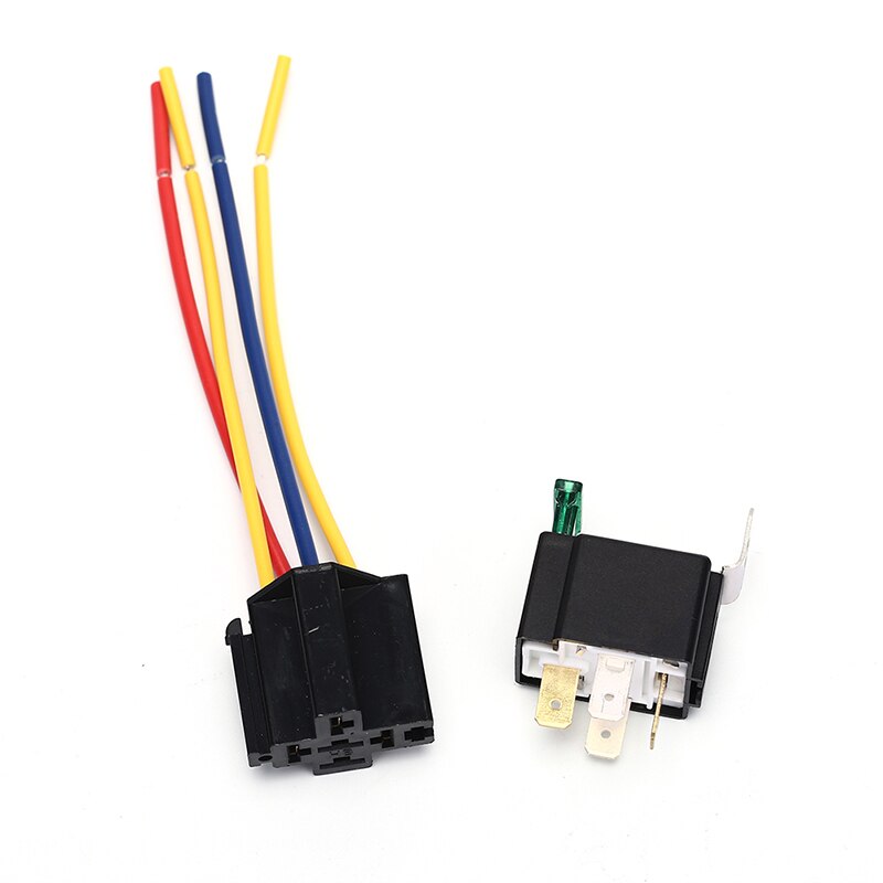 Relé de coche de 12V, 5 pines, 40A, 4 pines con Terminal de fusible, relé para automóvil con enchufe de relé, impermeable, enchufe de cuatro pines automotriz