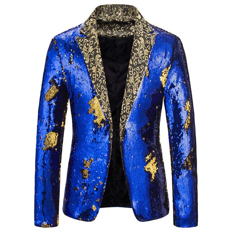 Men's Sequin Suit Jacket - Single Breasted - Full Sleeve - Notched Collar - Stage Performance