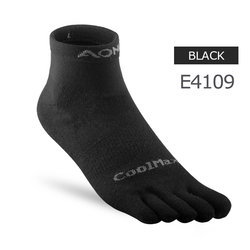 AONIJIE Een Paar Lichtgewicht Sokken Low Cut Athletic Teen Sokken Kwart Sokken Voor Vijf Tenen Barefoot Loopschoenen Marathon Ras: E4109 Black / L