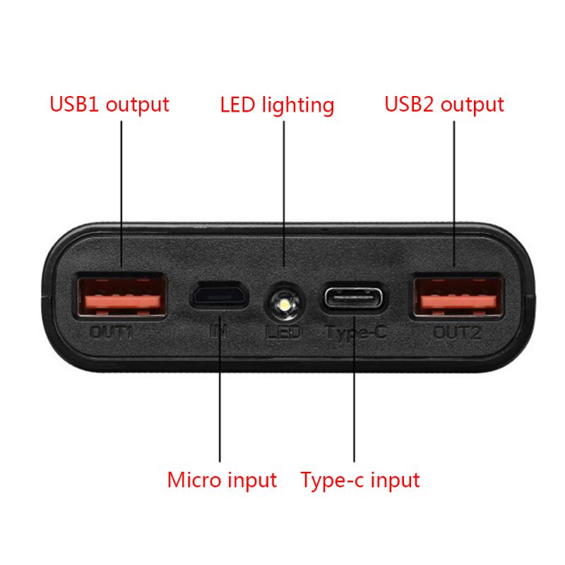 Dual Usb QC3.0 6X18650 Batterijen Diy Power Bank Box Holder Case Snellader