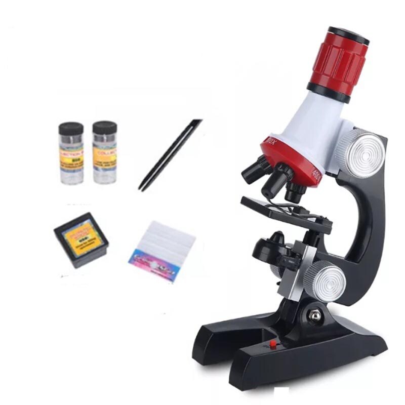 Kit de microscopio 1200X para niños y 12 Uds. De diapositivas de muestras biológicas preparadas, instrumentos de laboratorio, juguetes educativos de ciencia, para niños: Microscope