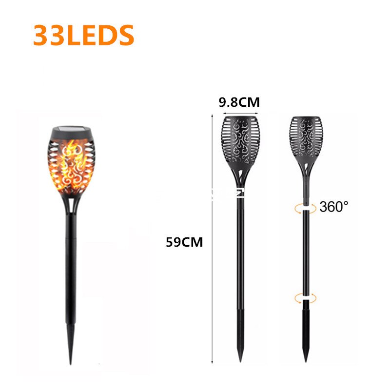 LED Solar Flame Lights Outdoor Dancing Flame Torches Lamp Solar Garden Lights Landscape Light Garden Decoration for Patio Path: 33LEDS Flame / 4 Pack