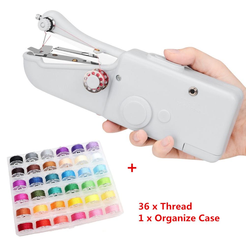 Portable Household Mini Hand Sewing Machine Quick Stitch Sew Needlework Cordless Clothes Fabrics Electronic Sewing Machine: D