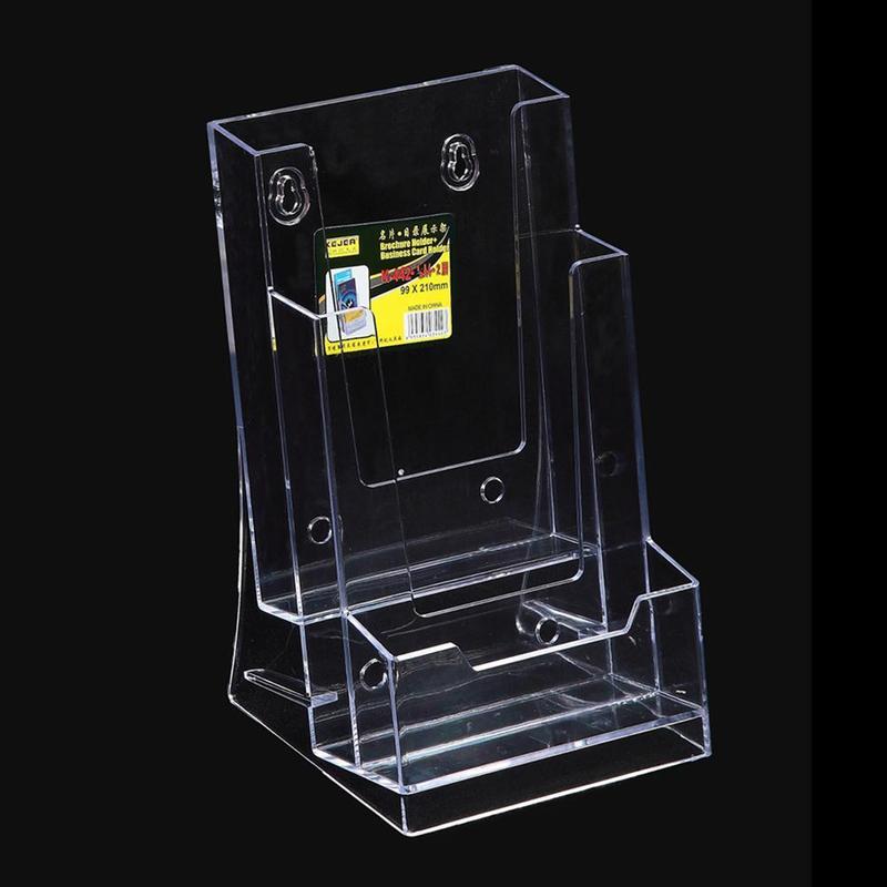 Tarjetero acrílico transparente de 3 rejillas para hombre y mujer, soporte para tarjetas de presentación, folleto de oficina y de crédito, O8Z1