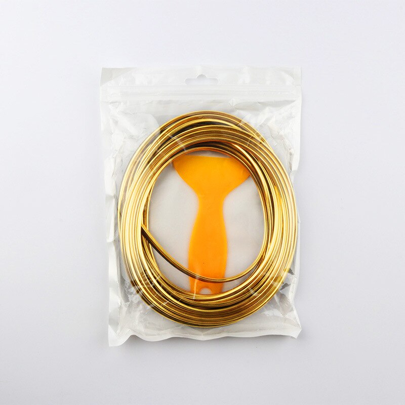 1Pc Super Flexible 5M Car Interior Moulding Trim Strip Door Gap Edge Moulding Trim Universal Decorative Line Auto Accessorie CSV: Glod