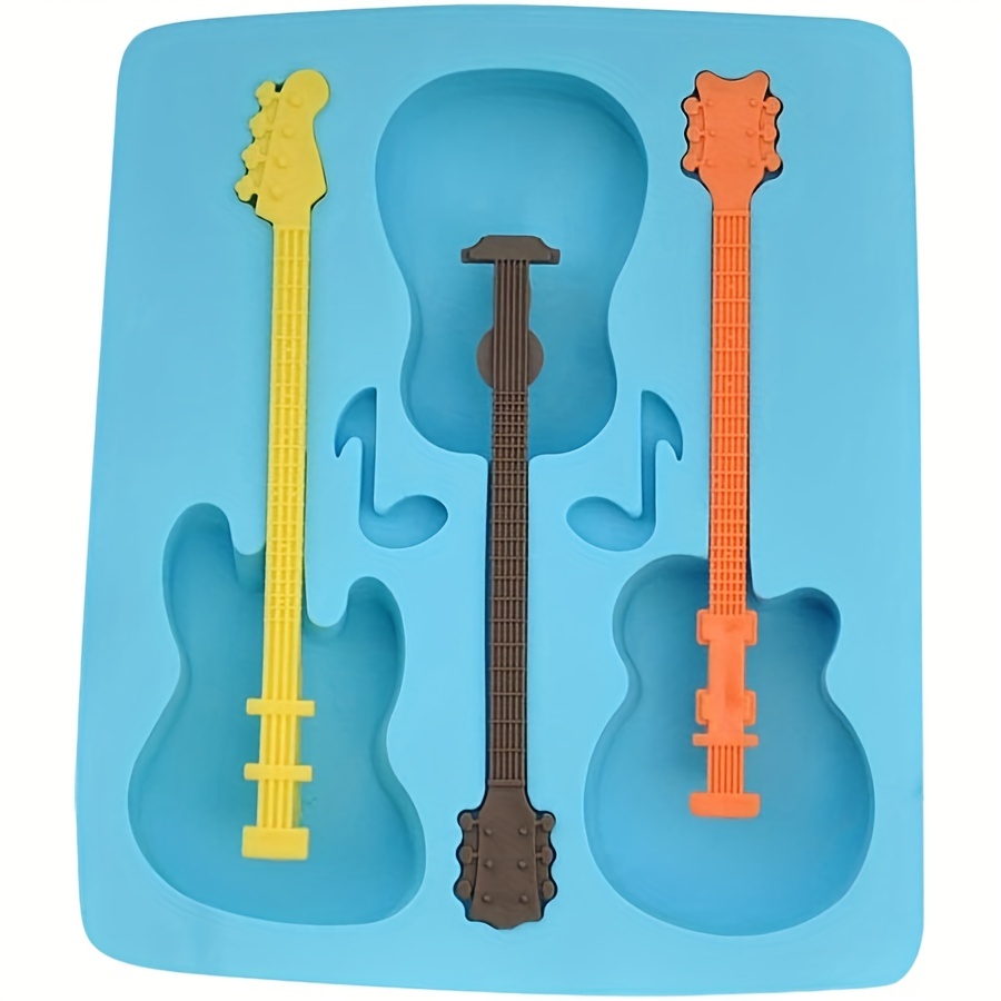 Cubo di ghiaccio in silicone per celebrazione musicale, divertente stampo per vassoio, stampo per ghiaccio per chitarra creativa, cioccolato, concerto, 1 set: Default Title