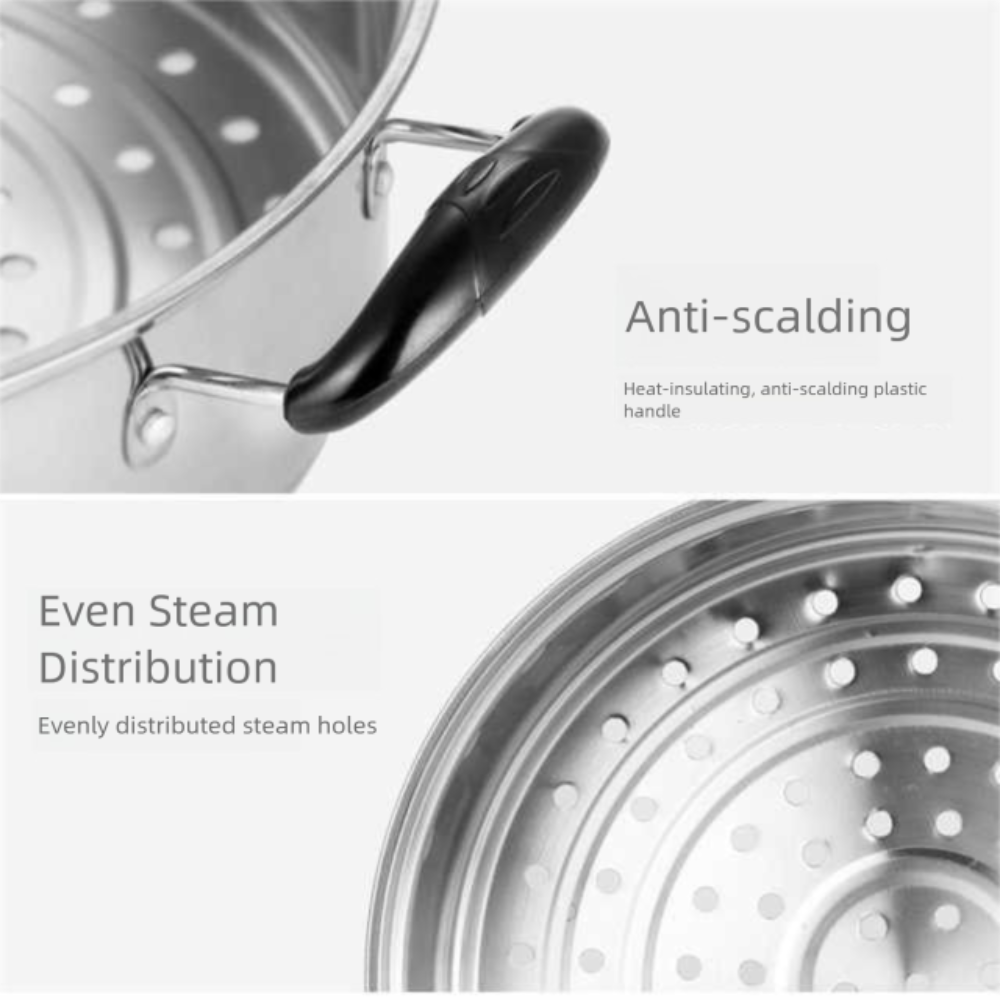 Stainless Steel Steamer Cooker 26-34cm Thickened Soup Steam Pot 3 Layer Deepened Stockpot Cookware Induction Cooker Gas