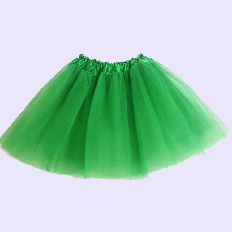 Jupe tutu élastique pour filles, vêtements de danse de Ballet, Mini jupe pour fête d'anniversaire, danse, 3 couches en Tulle pour enfants de 2 à 8 ans: green