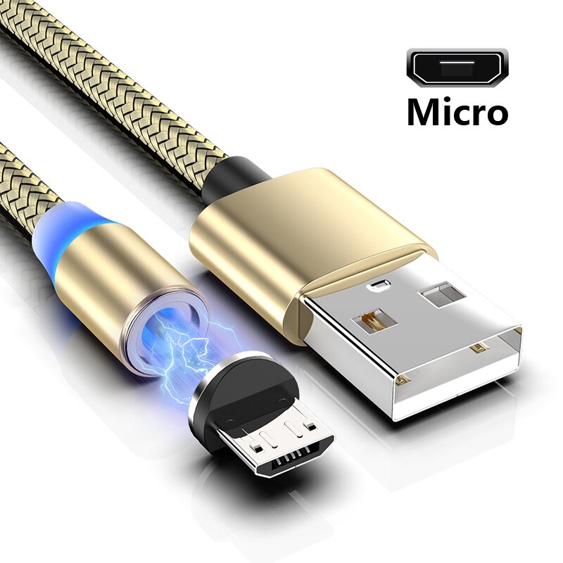 Magnetyczny kabel mikro USB ładowarka telefonów z systemem android szybkie ładowanie dla Samsung dla S3 S4 S5 J1 J2 J3 J5 J7 A3 A5 A7 2016 G530 C7 C8 N7100: złoto