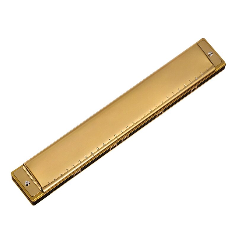 094C 28 Holes Mouth Organ Chromatic Harmonica Key of Polyphonic C for Professionals: Golden 28 hole polyp