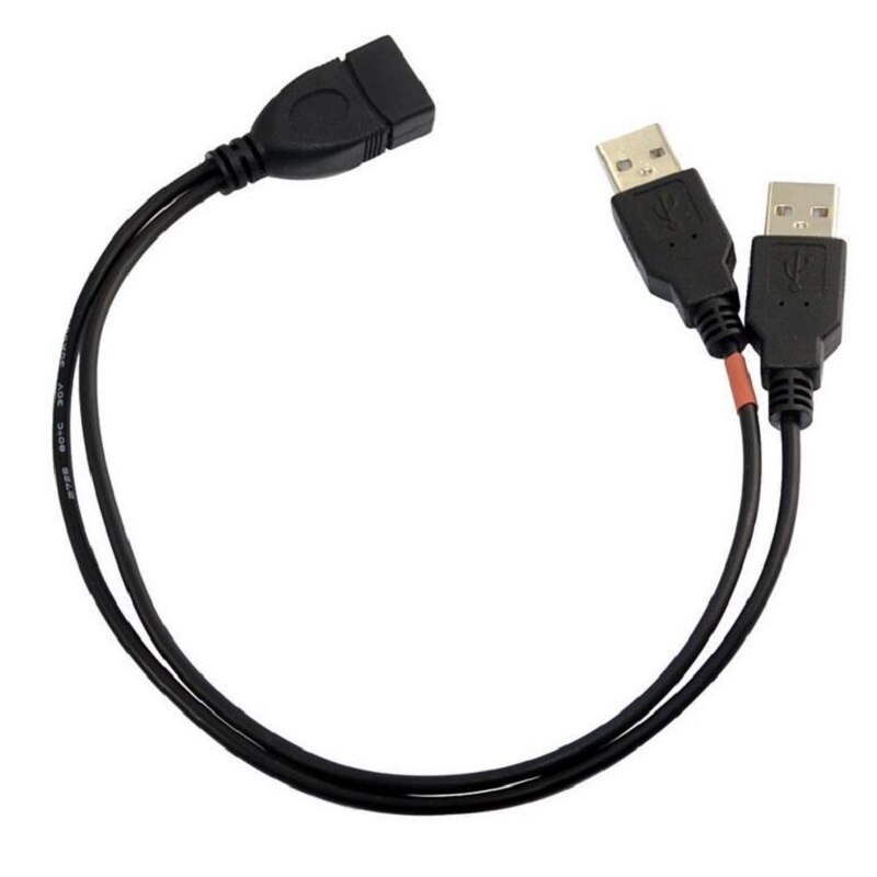 Câble d'alimentation USB Y pour ordinateur, un point, deux données, câble séparateur Double USB femelle vers USB 2.0 mâle, câble d'extension d'alimentation