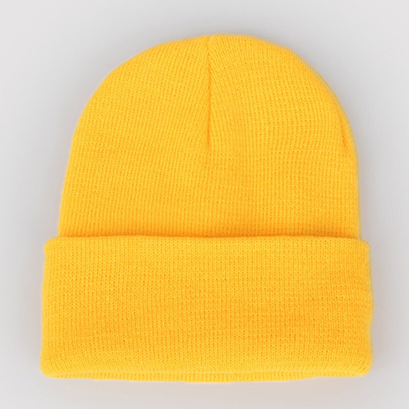 Dam enfärgade vintermössor varma stickade mössor för kvinnor män mjuk manschett skullies neongrön orange gul grå lila beige