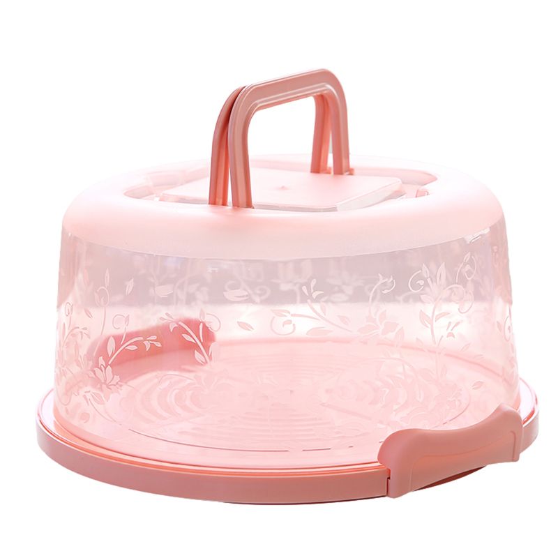 Plastic Round Cake Box with Handle for Birthday Wedding Party Cake Storage Box Container Dessert Pastry Cover Holder Case