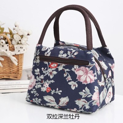 Lunch Box Portable Functional Pattern Cooler Portable Insulated Canvas Lunch Bag Thermal Food Picnic Lunch Bags For Women Kids: shuanglamudan