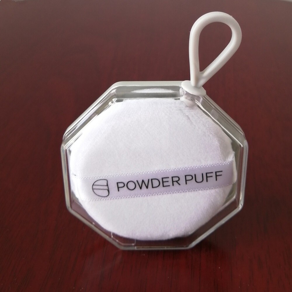 6X6Cm Zachte Massaal Poederdons Natuurlijke Glad Cosmetische Luchtkussen Draagbare Suspenable Storage Case Transparante Doos: white puff grey case