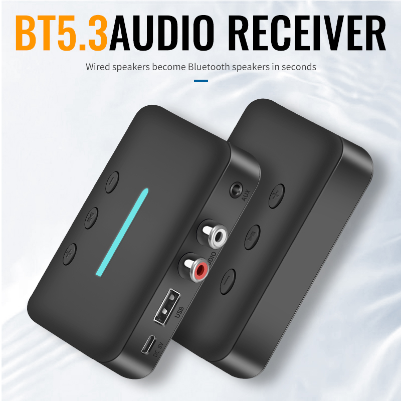 USB Bluetooth 5,3 Audio Receiver Adapter Wireless Stereo Musik 3,5mm AUX R/L RCA Unterstützung U-Disk Wiedergabe für Desktop Lautsprecher Verstärker