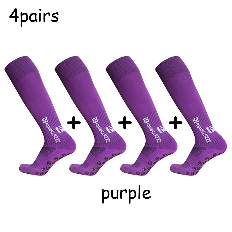 Long FS Football Socks Non-slip Silicone Sole Compression and Breathable Professional Football Socks: purple