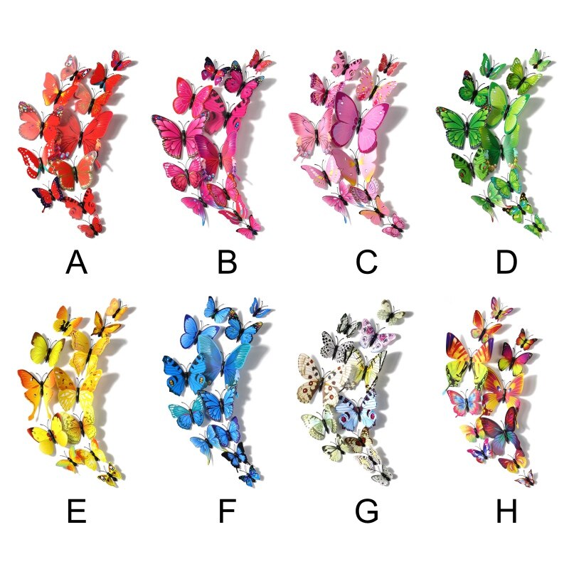 Butterflies Self-adhesive Stickers Wall Art Decals Home Decoration Room PVC Wall Stickers 3D Butterfly Wall Decor
