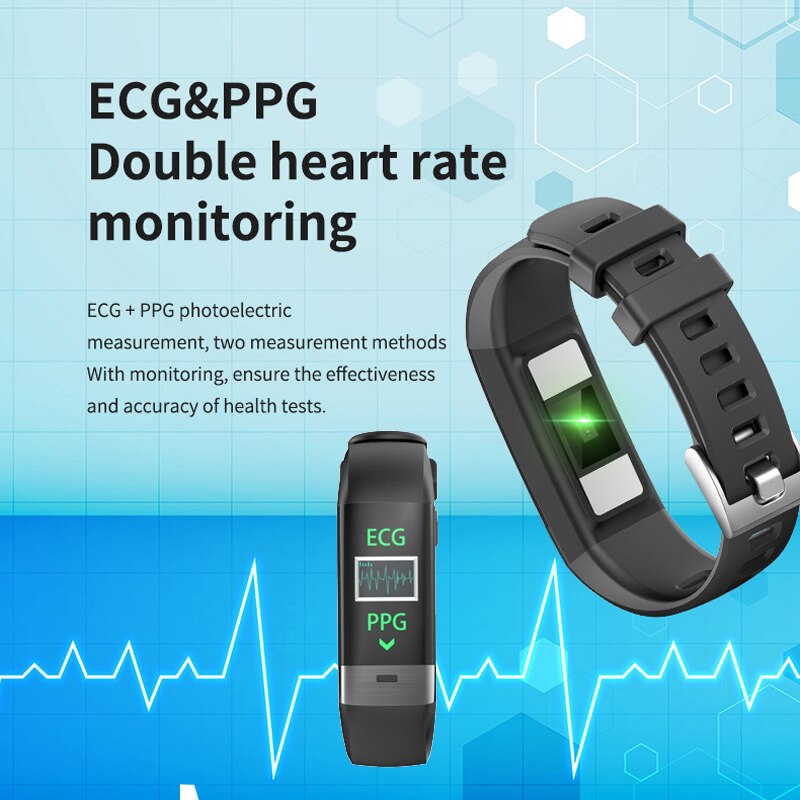 ECG PPG Heart Rate Smart Watch Pedometer Fitness Tracker Color Screen IP67 Waterproof Multi-function Men And Women Bracelet