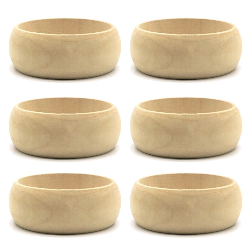 Pulsera de madera en blanco sin terminar, anillo de madera Natural redondo, Círculo de madera para fabricación de joyas manualidades DIY, 6 uds.