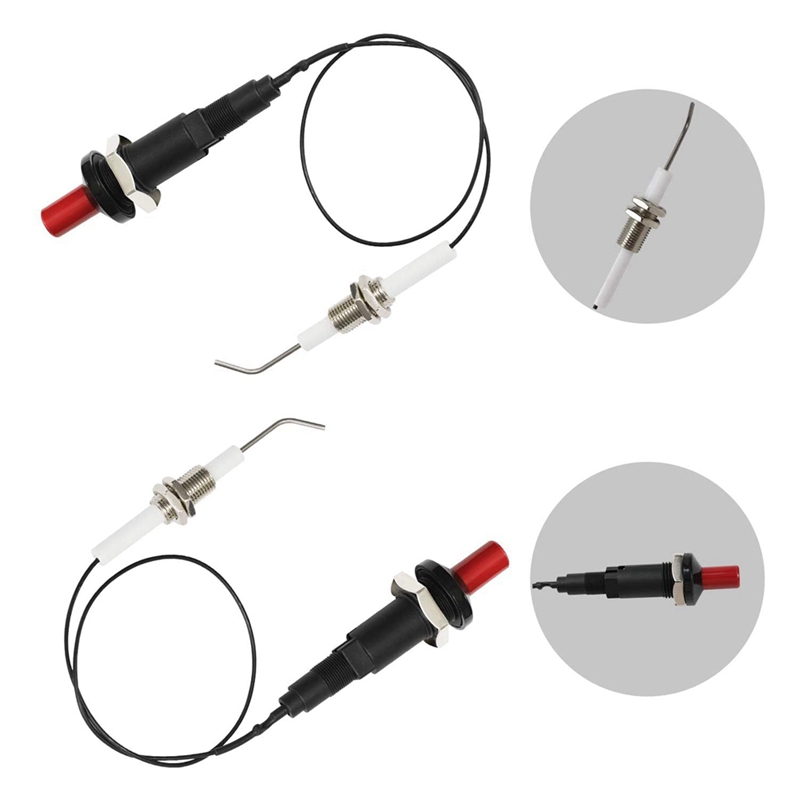 3Pcs Ceramic Electrode Ignition Spark Plug &amp; 5Pcs Gas Heater One Outlet Piezo Igniter Spark Plug Push Button Igniter
