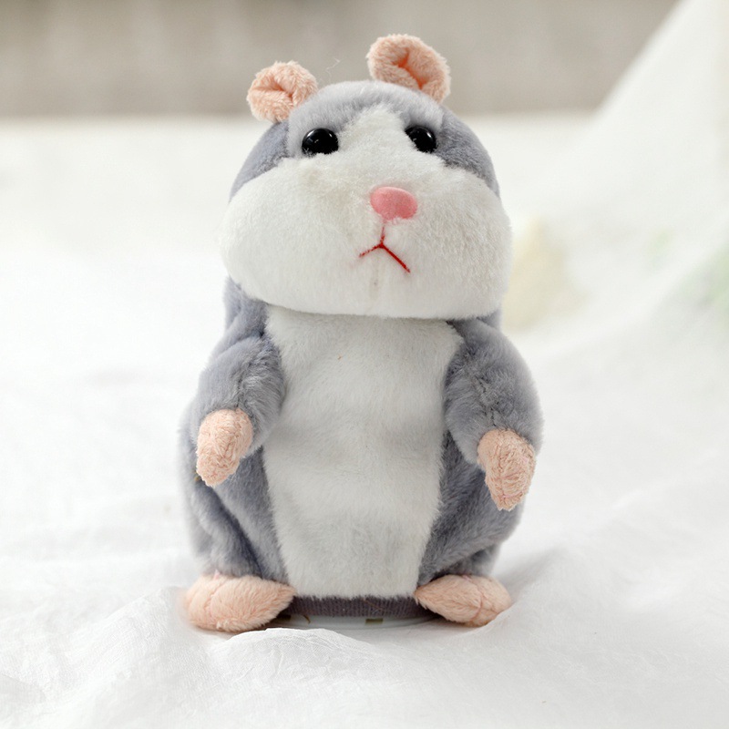 Förderung 15cm SchöNe Reden Hamster Sprechen Sprechen Klang Rekord Wiederholen Gefüllte Plüsch Ebene Kawaii Hamster Spielzeug: grau