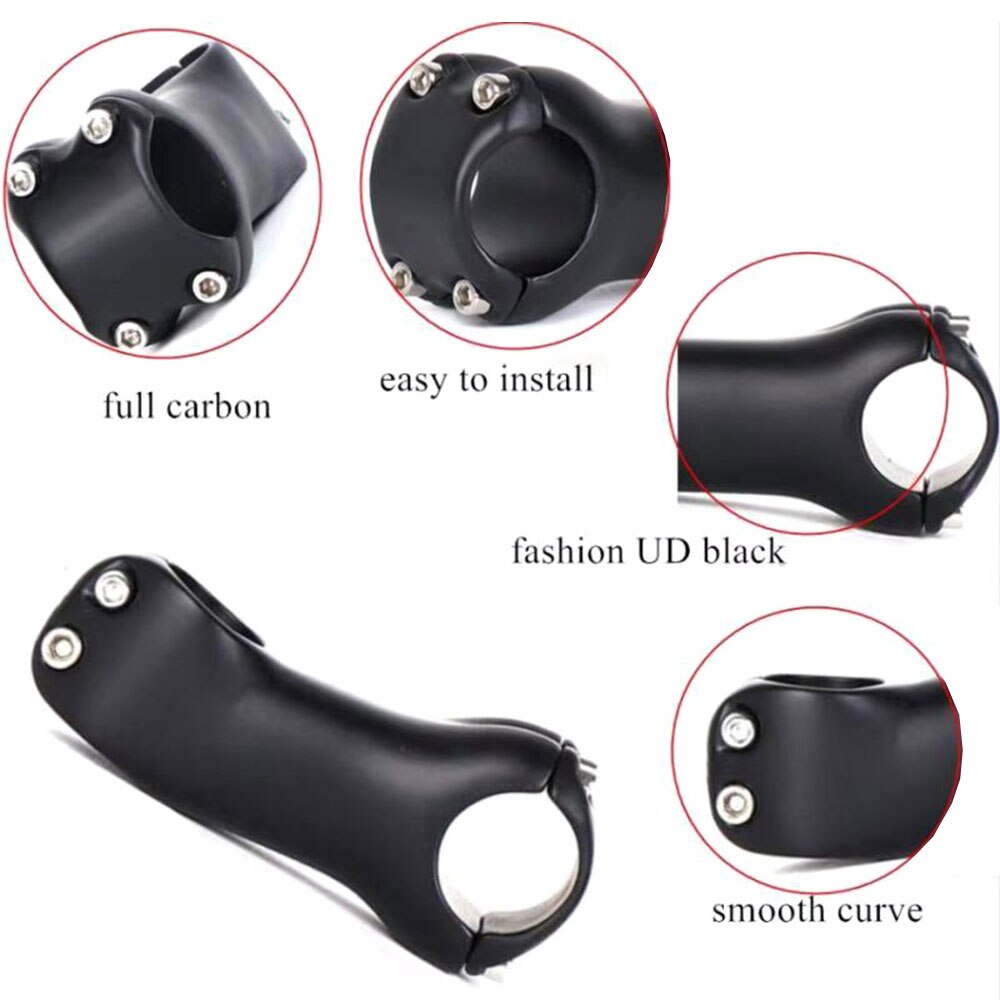 ELITA ONE Bicycle Stem Carbon Fibre MTB/Road Bike Stem 6/17 Degree 31.8MM Handlebar Stem UD/Black 70-130mmmm