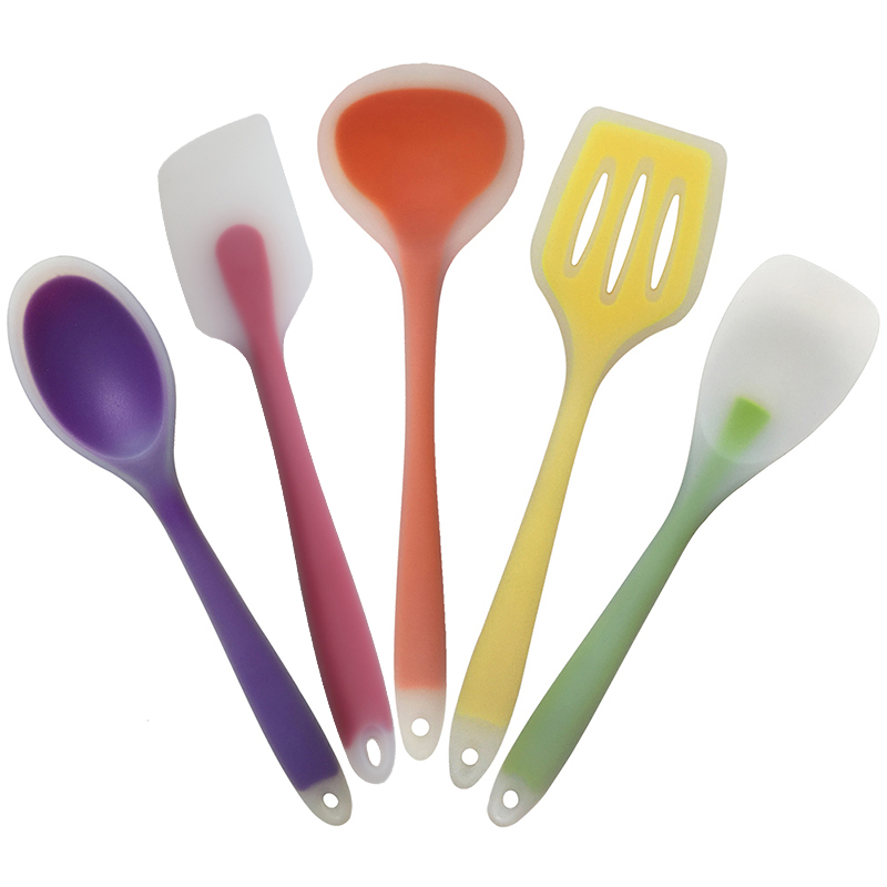 5/10 Pcs/Set Kitchen Cooking Utensil Set Heat Resistant Cooking Tools Non-Stick Nylon Spoon Spatula Baking Kits Accessories: 5 Pcs Mixed Color