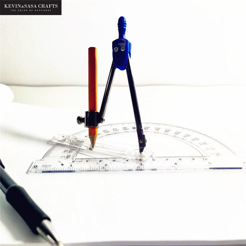 15 Piece Set Geometry Set with Swing Arm Protractor, Divider, Set Squares, Ruler, Compasses and Protractor By Kevin&amp;Sasa Crafts
