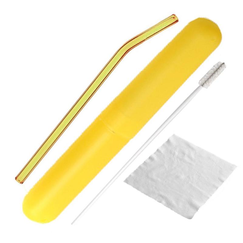 1 Juego de pajitas de vidrio reutilizables, pajilla recta reutilizable, Pajita para beber con cepillo de limpieza y paño de limpieza para bebidas frías y calientes: 11