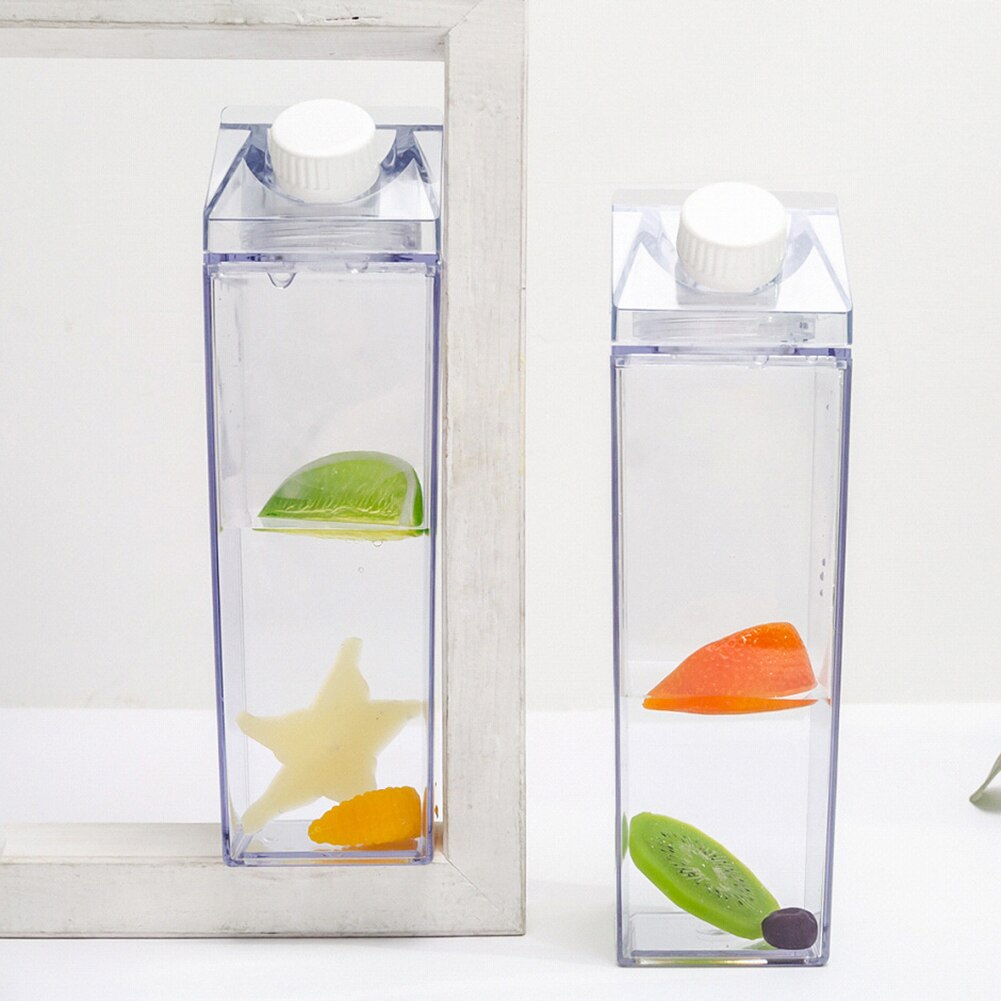 500ML Wasser Flasche BPA FREI Kunststoff Klar Milch Karton Kasten transparent draussen Sport Reise Saft Trinken Tasse