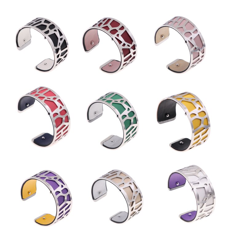 Sølvfarvet giraf manchet armbånd udskifteligt hul cuir læder armbånd bijoux armbånd argent til kvinder