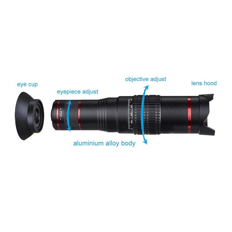 Bluetooth zoom teleskop mobiltelefon linser universell 4k hd 36x enkelt fokus optisk linse til iphone huawei kamera linse