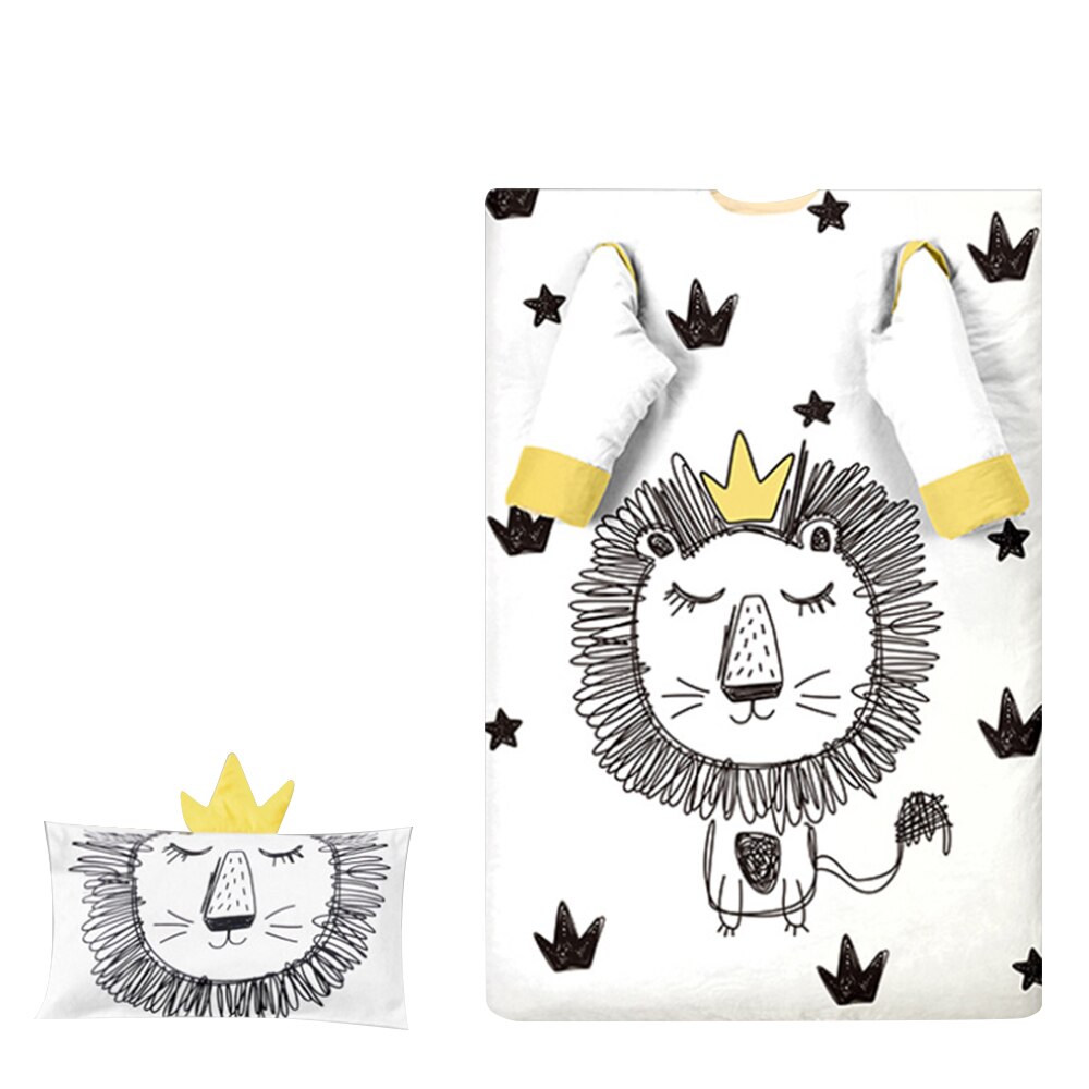 Bomuld baby børn sovepose quilt småbørn lur måtte med aftagelig pude vinter baby anti-kick sovepose tegneserie quilt: E / S 0-3 år gammel