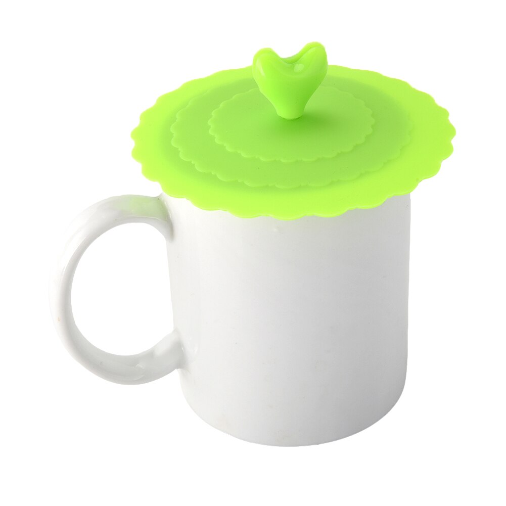 Love Heart Fashionable Food-grade Silicone Cup Cover Heat-resistant Safe Healthy Silicone Lids 9 Colors: C