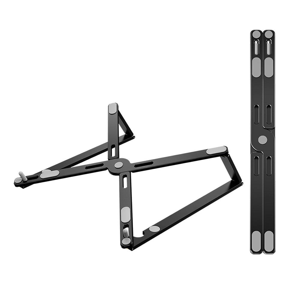 Tragbarer laptopständer aus aluminium mit kühlung, verstellbarer schreibtischständer, faltbarer desktop-tablet-notebook-halter, unterstützung für macbook air pro: Schwarz