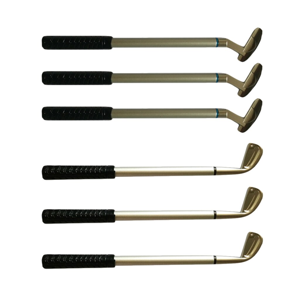 6 Pcs Desktop Mini Club Pen Metal Club Kit Decorative Pen Table Game Props Desk Stationery Ballpoint with Core (Black, Blue Core