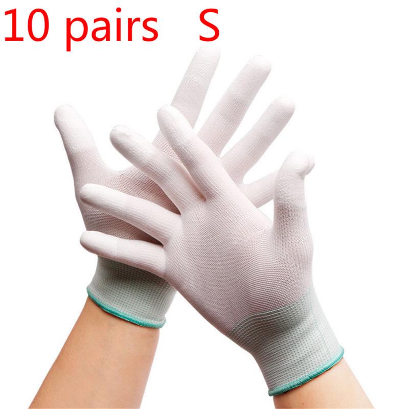 Luvas antiestáticas, 5 pares antiestática esd eletrônico de trabalho pu revestido palma do dedo pc antiderrapante para proteção do dedo: 10Pairs  S