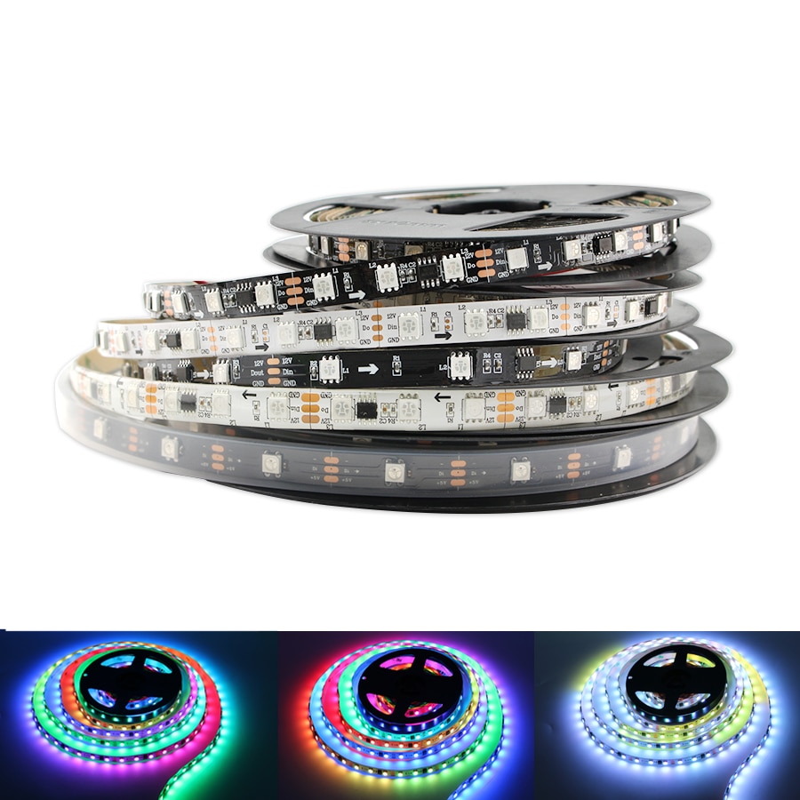 Zuczug WS2811 WS2812B RGB LED Strip Licht 5M 5 12 Volt Waterdichte 5050 30/60/144 led /m WS2812 WS2812B DC 5V 12 V led Streep Tape