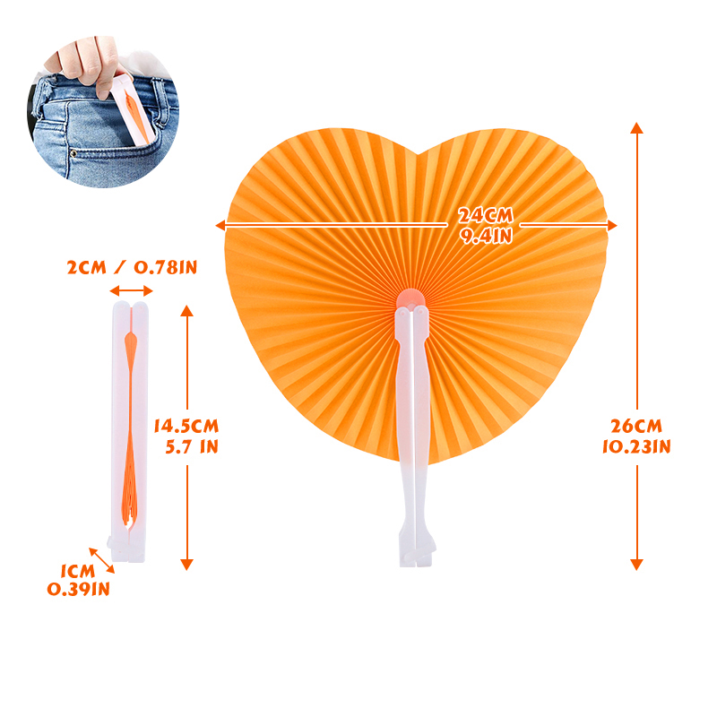 Bunte, herzförmige papierfächer zum selberfalten – 30/60/100 stück – Ideal für hochzeitsgäste und festliche anlässe.: Hellgelb / 5.7 zoll