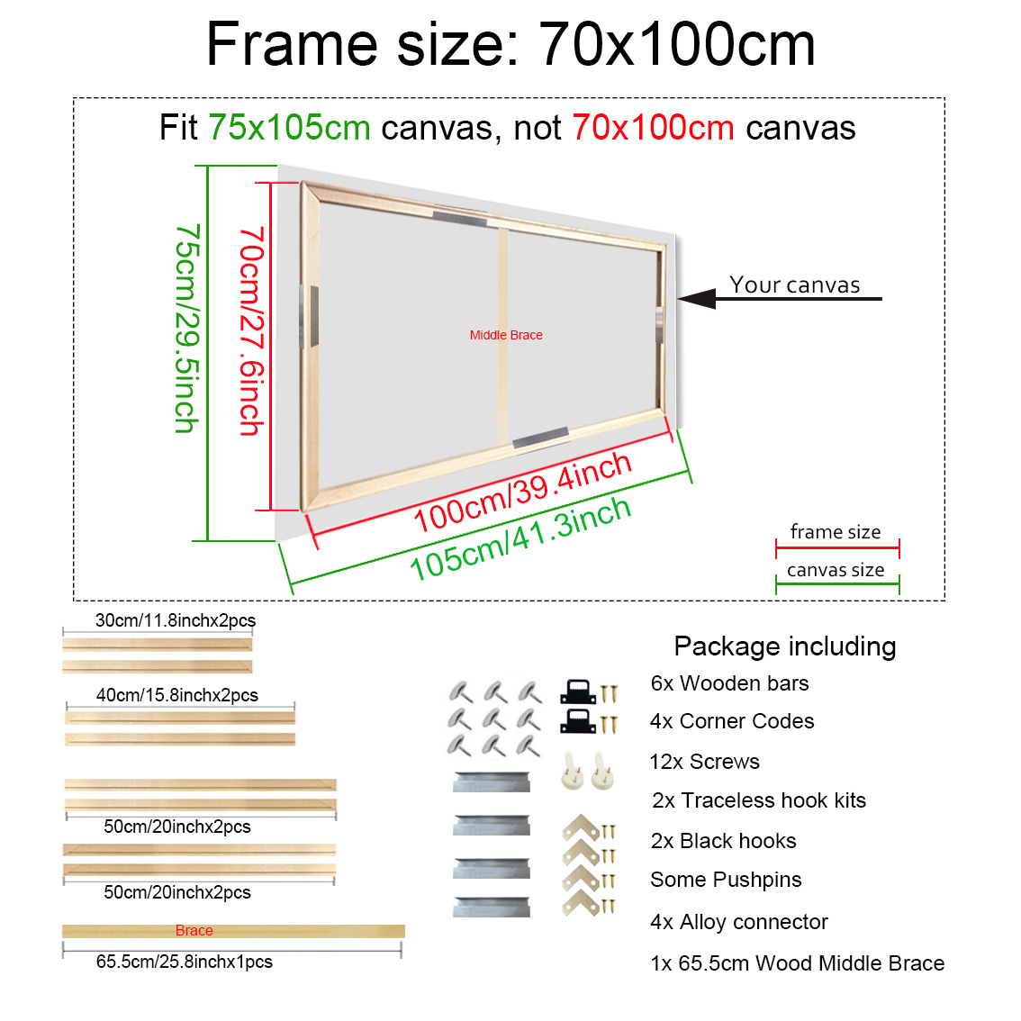 35x55 40x60 cm Natuurlijke Houten Fotolijst Voor Muur Canvas Frame Diamant Schilderij Frame Foto poster Muur Frame Home Decor: Donker Kaki