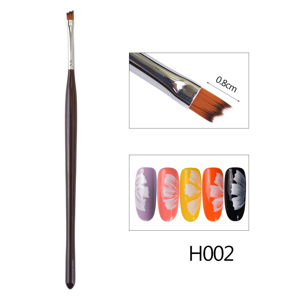 Stz 1 stk uv gel polish tegning maleri negle pensel 8 type moon smile gradient blomst børster manicure salon negle pen  #h001-008: H002