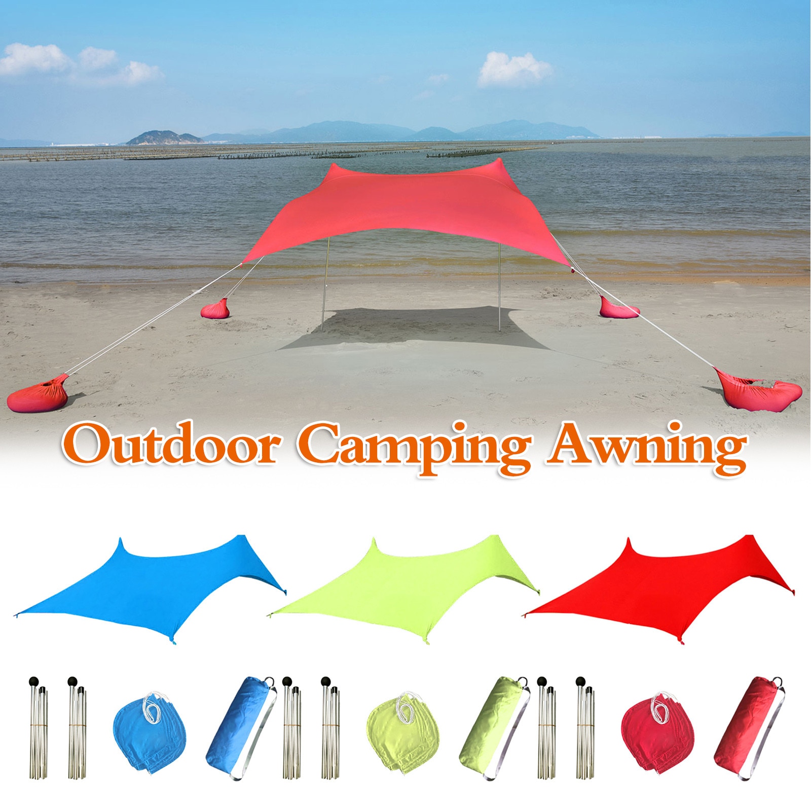 Famille Plage Parasol Léger Tente D'ombre De Soleil Abri D'ombre Extérieure Camping Pêche D'amusement D'arrière-Cour Pique-niques Directe