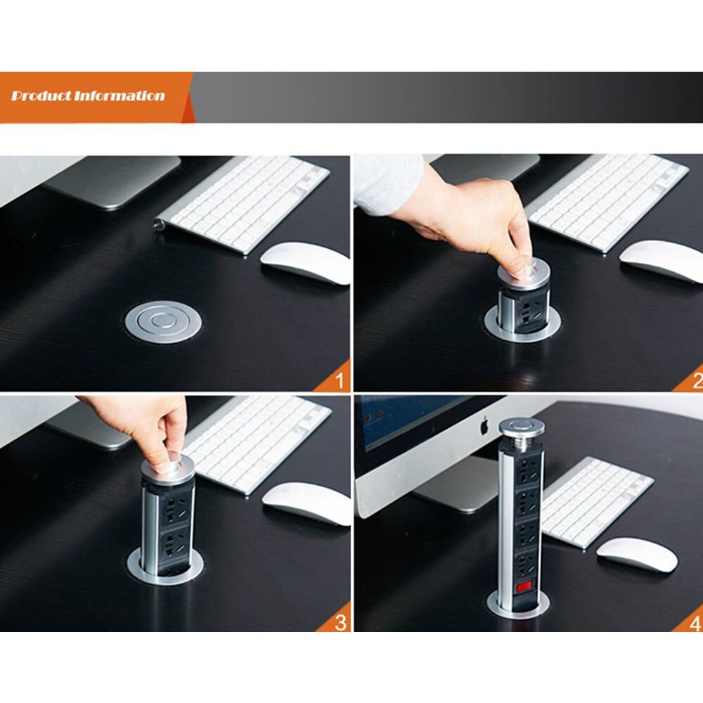 USB EU UK Plug Kantoor Verborgen Desktop Verticale Socket Pop-up Stopcontact Power voor Keuken Tafel Desktop Elektrische socket