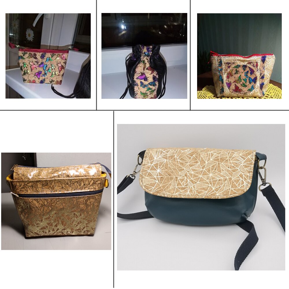 Qibu 22*30 Cm Gedrukt Zachte Kurk Stof Kleding Handtas Synthetisch Leer Diy Naaien Materialen Kledingstuk Diy Ambachten Textiel materiaal