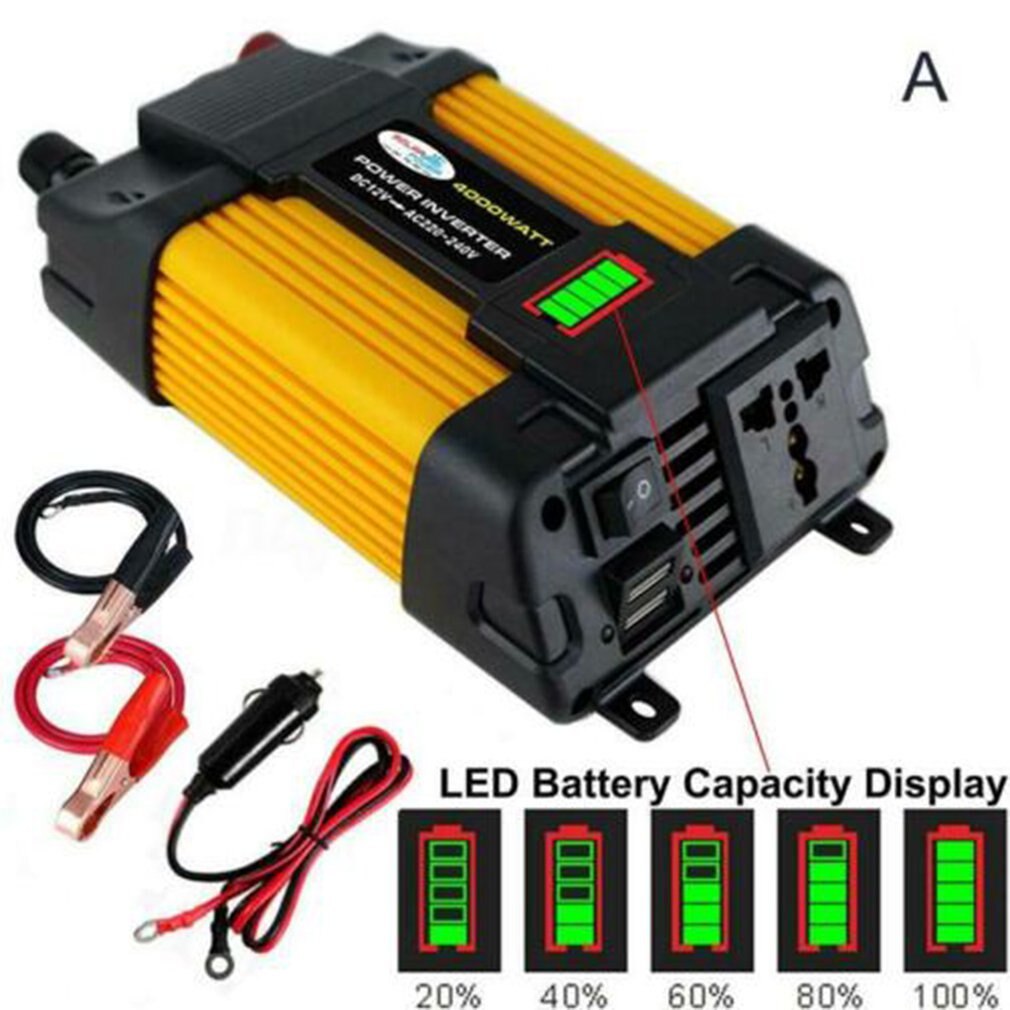 Auton muunnos invertteri led-näyttö dual usb pieni hornet invertteri 6000w 12v-220v älykäs tuuletin