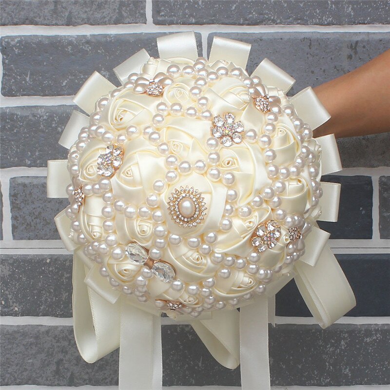 WIFELAI-A 9 Styles Ivory Silk Rose Wedding Flowers Bridal Bouquets Artificial Foam Flowers Bouquet Romantic Bride Holding Flower: W226C ivory