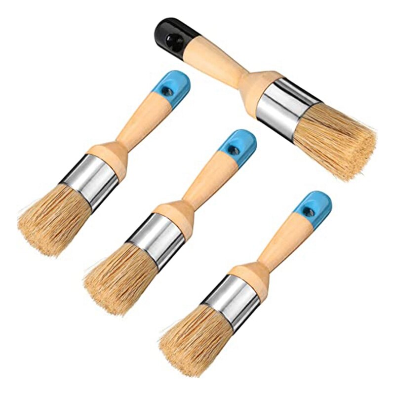 Set Van 4 Krijt- En Was Kwasten - Verfkwast - Krijtverf Kwasten - Natuurlijke Haren - Voor Meubels, Schilderen Of Waxen, Melkverf - Voor Alle Soorten Schilder En Waxwerk Set Van 4 Krijt- En Was Kwasten - Verfkwast - Krijtverf Kwasten - Natuurlijke Haren - Voor Meubels, Schilderen Of Waxen, Melkverf - Voor Alle Soorten Schilder En Waxwerk