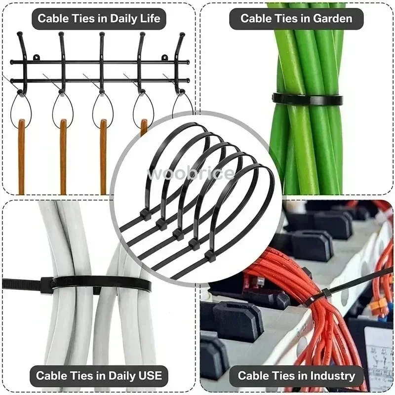 Collar de sujeción de plástico, brida para cables, sujeción para cables antiarañazos, Cable de sujeción, Velcro, autobloqueo, bridas para cables de nailon