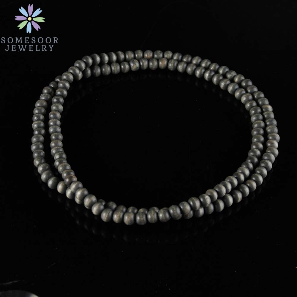 SOMESOOR-collar de cadena con cuentas redondas para hombre y mujer, cadena colorida de 45cm de longitud, accesorios colgantes hechos a mano, joyería: Black